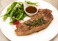 Premium ribeye steak on a well decorated dish