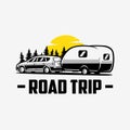 Road trip car caravan vector art isolated in white background