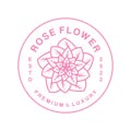 Premium Rose Flower Logo Classic Monoline Design Vector illustration boutique badge symbol icon Royalty Free Stock Photo