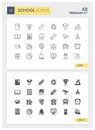 Premium School Solid and Line Vector icon set