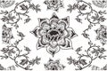 PREMIUM SEAMLESS PATTERN WITH FLORAL DESIGN. INDONESIAN BATIK STYLE