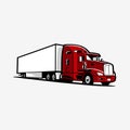 Semi truck big rig 18 wheeler trailer vector art illustration isolated Royalty Free Stock Photo