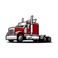 Premium semi truck 18 wheeler side view vector