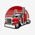 Semi Truck 18 Wheeler Vector Art Illustration Isolated. Best for Trucking Related Industry Royalty Free Stock Photo
