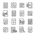 Premium set of calculation line icons.