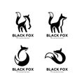 Premium set collection Logo design of black fox silhouette animal mascot logo template vector illustration Royalty Free Stock Photo