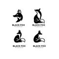 Premium set collection Logo design of black fox silhouette animal mascot logo template vector illustration Royalty Free Stock Photo