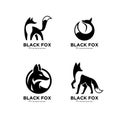 Premium set collection Logo design of black fox silhouette animal mascot logo template vector illustration Royalty Free Stock Photo