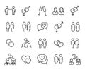 Premium set of couple line icons. Royalty Free Stock Photo