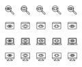 Premium set of observation or monitoring line icons.