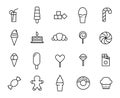 Premium set of sweet and candy line icons.