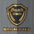 Premium shield guard label logo design for protection concept