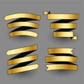 Premium shiny golden ribbons set Royalty Free Stock Photo