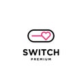 Power switch logo with love heart icon design