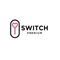 Power switch logo with love heart icon design