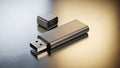 Premium Solid Color USB Flash Disk Mockup on Silver Gold Background. Royalty Free Stock Photo