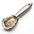Premium stainless steel oyster shucker with sharp edge isolated on white background Royalty Free Stock Photo