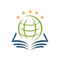 premium 5 star global study education logo vector sign symbol