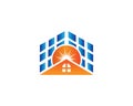 Premium sun solar home renewable energy logo