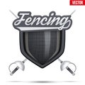 Premium symbol of Fencing shield label