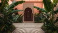 Premium Tropical Courtyard With Classical Mediterranean Architecture Royalty Free Stock Photo