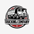 Trucking Company Logo Template. Dump Truck and Tipper Truck Vector Emblem Logo Isolated Royalty Free Stock Photo