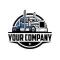 Premium Trucking Company 18 Wheeler Semi Truck Circle Emblem Logo