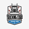 Trucking Corporation Badge Emblem Logo Template Set Vector Isolated