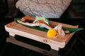 Premium Unagi sushi on wood plate, whole large piece Japanese Un Royalty Free Stock Photo