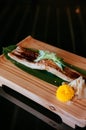 Premium Unagi sushi on wood plate, whole large piece Japanese Un Royalty Free Stock Photo