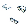 Premium Vector Illustration Isometric Blue Framed Round Eyewear on Grid Background Royalty Free Stock Photo