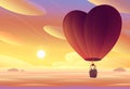 Lovers fly in a hot air balloon. Sunset. Royalty Free Stock Photo