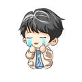 Premium vector l draw chibi korean siip emot cry, cute boy expresi Royalty Free Stock Photo