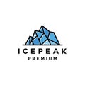 premium vintage Ice Peak Logo Vector, modern mountain badge Symbol and icon, creative Design Company For adventure and traveling