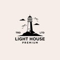 Premium vintage lighthouse logo vector design