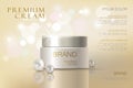 Premium VIP cosmetic ads, hydrating luxury facial cream for sale. Elegant soft color cream mask bottle isolated on