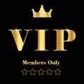 Premium VIP banner with gold elements and crown with diamons Royalty Free Stock Photo