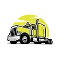 18 wheeler big rig semi truck tractor illustration vector art isolated Royalty Free Stock Photo