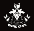 Premium wine club isolated monochrome emblem flat vector illustration on white background.