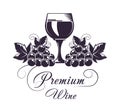 Premium wine club isolated monochrome emblem flat vector illustration on white background.
