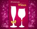 Premium wines poster, party invitation, goblet on vibrant background