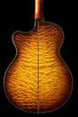 Exceptional example of the highest grade quilted maple on the back of an acoustic guitar