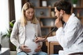 Prenatal Care. Obstetrician Doctor Doing Check In To Pregnant Woman In Clinic