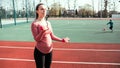 Prenatal exercises. Prenatal healthy fitness active fit gym outside. Pregnant woman training yoga sport exercise