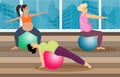 Prenatal Pilates Class Flat Vector Illustration