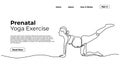 Prenatal yoga exercise, woman doing healthy pose during pregnant. Continuous one line art drawing minimalist, landing page Royalty Free Stock Photo