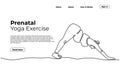 Prenatal yoga exercise, woman doing healthy pose during pregnant. Continuous one line art drawing minimalist, landing page Royalty Free Stock Photo