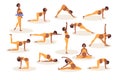 Prenatal yoga. Pregnant African American woman doing yoga. Woman in sportswear doing floor exercises. Female enjoy