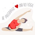 Prenatal Yoga. Pregnant woman doing exercise. Royalty Free Stock Photo