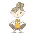 Prenatal Yoga, pregnant woman in squat pose